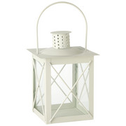 LATERNE - Weiß, Design, Glas/Metall (15/20/15cm) - Ambia Home