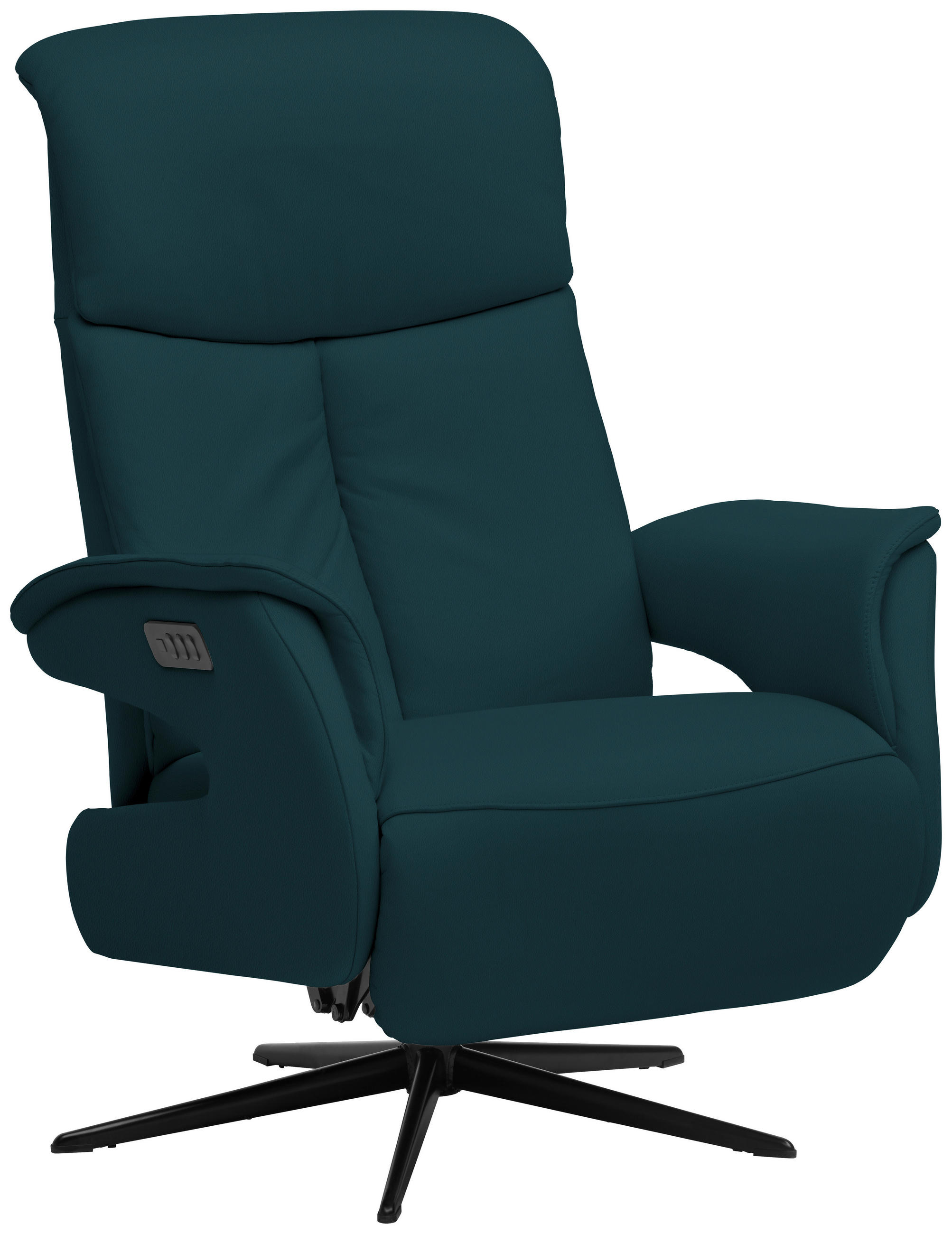RELAXSESSEL in Leder Blau  - Blau/Schwarz, Design, Leder/Metall (78/106/88cm) - Welnova