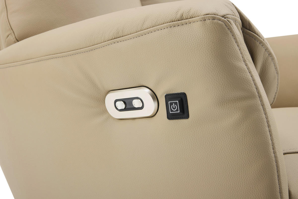 MASSAGESESSEL Echtleder Lederlook Taupe    - Taupe/Chromfarben, Design, Leder/Textil (79/110/85cm) - Livetastic