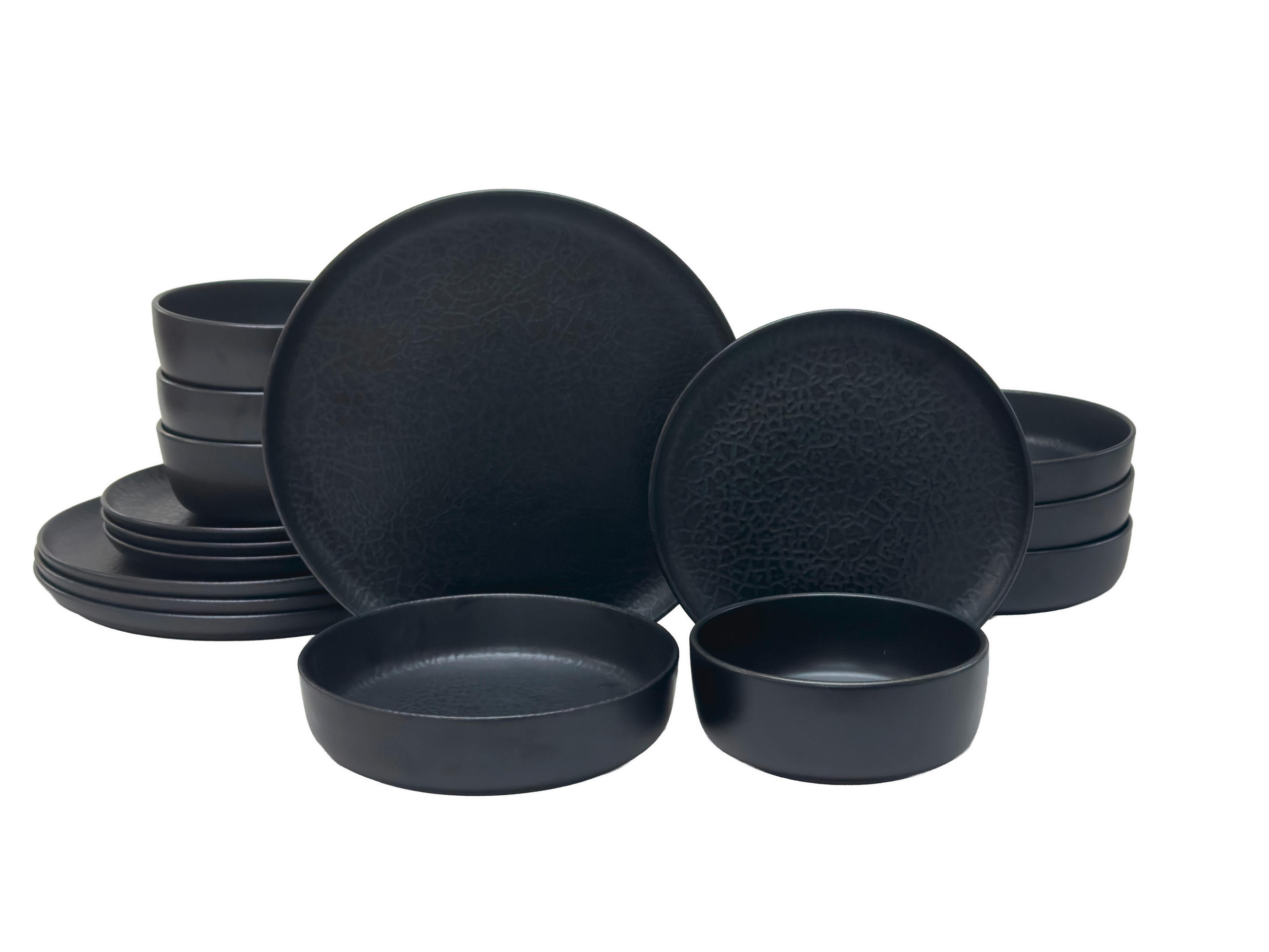 KOMBISERVICE Schwarz Mika black 16-teilig 4 Personen  - Schwarz, Trend, Keramik - Novel