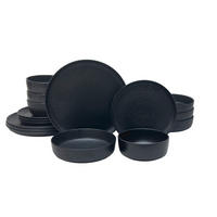 KOMBISERVICE Schwarz Mika black 16-teilig 4 Personen  - Schwarz, Trend, Keramik - Novel