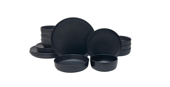 KOMBISERVICE Schwarz Mika black 16-teilig 4 Personen - Schwarz, Trend, Keramik - Novel
