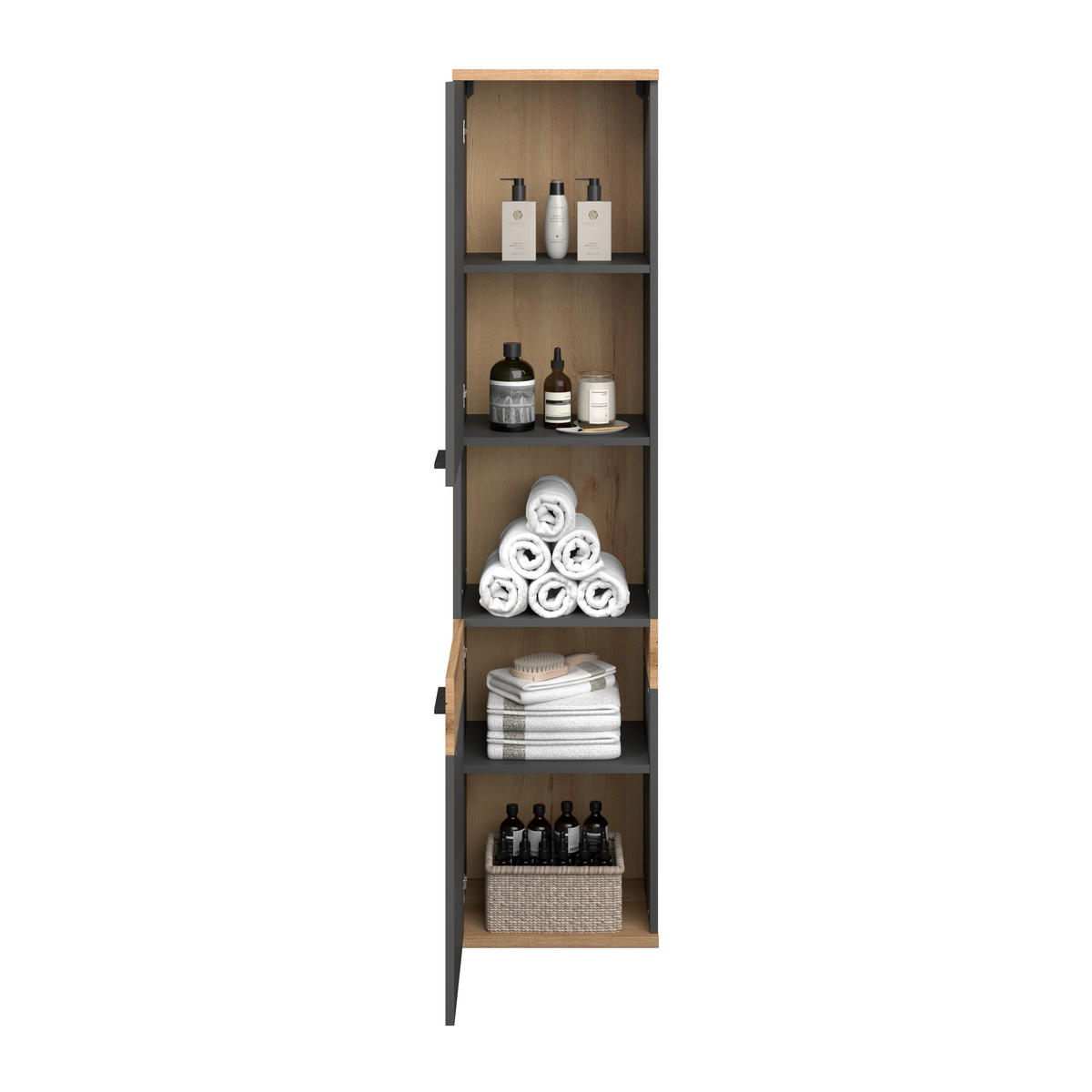 HOCHSCHRANK 40/170/30 cm  - Eichefarben/Anthrazit, MODERN, Holzwerkstoff/Kunststoff (40/170/30cm) - MID.YOU