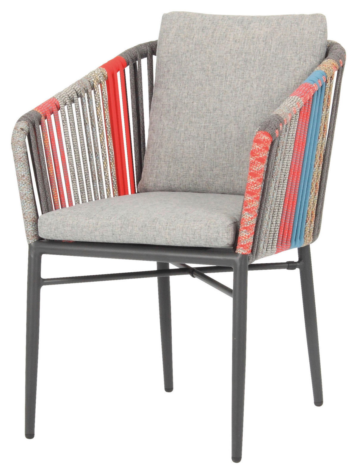 GARTENSTUHL Aluminium Anthrazit, Grau, Multicolor  - Anthrazit/Multicolor, MODERN, Textil/Metall (61/82/63cm) - Acamp