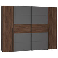 KLEIDERSCHRANK 270/210/61 cm 4-türig  - Walnussfarben/Schwarz, MODERN, Holzwerkstoff/Kunststoff (270/210/61cm) - MID.YOU