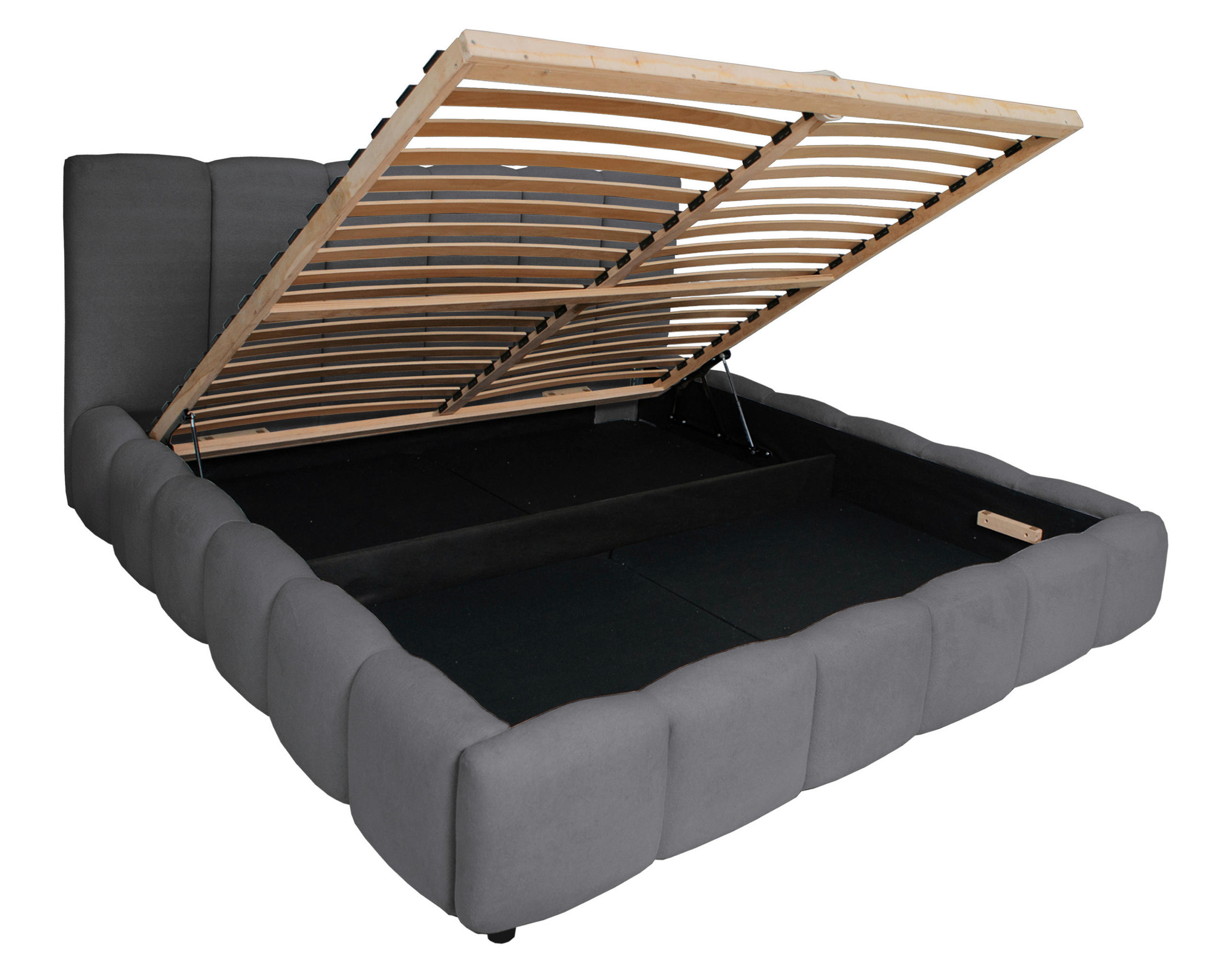 POLSTERBETT 180/200 cm,  in Anthrazit, Lattenrost, Bettkasten,  - Anthrazit/Schwarz, KONVENTIONELL, Holz/Kunststoff (180/200cm) - Boxxx