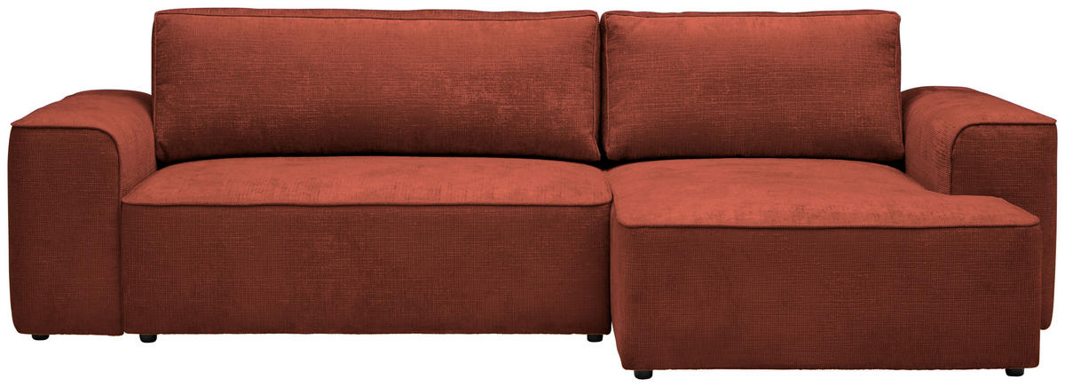 ECKSOFA in Plüsch Rostfarben  - Rostfarben/Blaugrau, Design, Kunststoff/Textil (288/152cm) - Xora