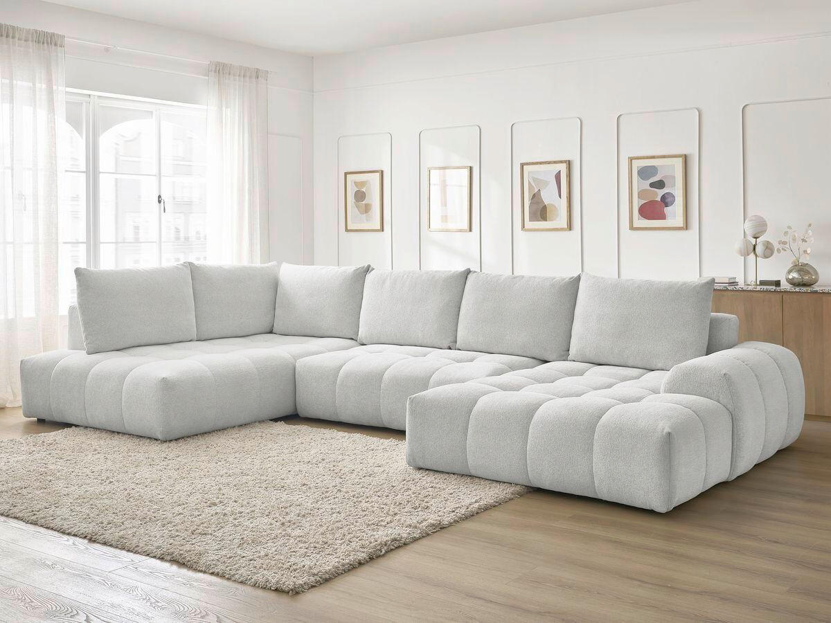 ECKSCHLAFSOFA EVEREST  mit Rücken echt, Armteil links, Armteil rechts Flachgewebe Hellgrau  - Hellgrau/Schwarz, MODERN, Kunststoff/Textil (212/423/198cm)