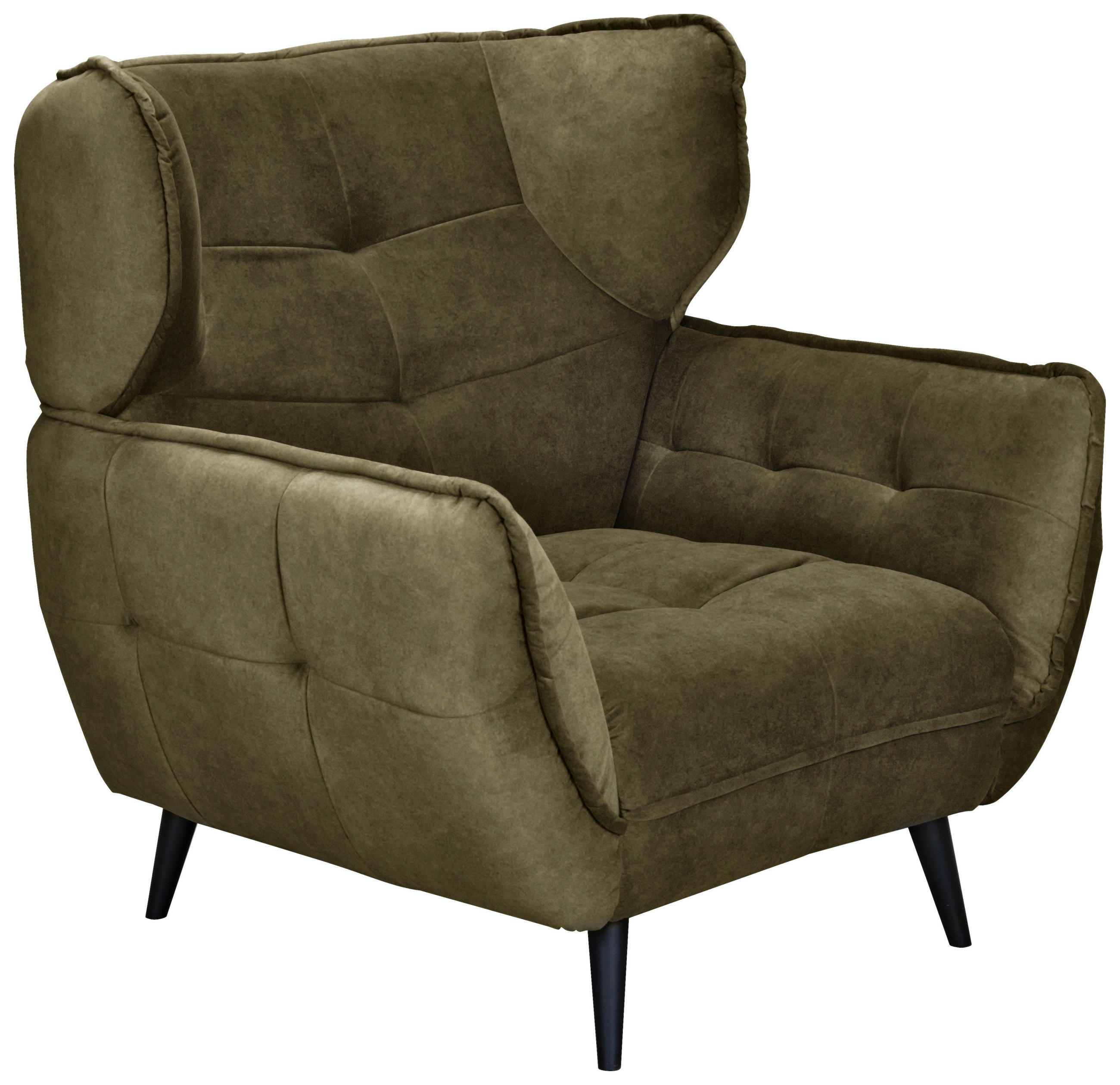 SESSEL in Mikrofaser Olivgrün  - Schwarz/Olivgrün, MODERN, Textil/Metall (103/105/98cm) - MID.YOU