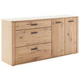 SIDEBOARD Asteiche, Balkeneiche furniert, massiv Eichefarben Einlegeböden  - Eichefarben/Anthrazit, KONVENTIONELL, Holz/Holzwerkstoff (179/90/44cm) - Cantus