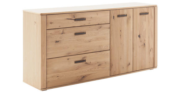 SIDEBOARD Asteiche, Balkeneiche furniert, massiv Eichefarben Einlegeböden  - Eichefarben/Anthrazit, KONVENTIONELL, Holz/Holzwerkstoff (179/90/44cm) - Cantus