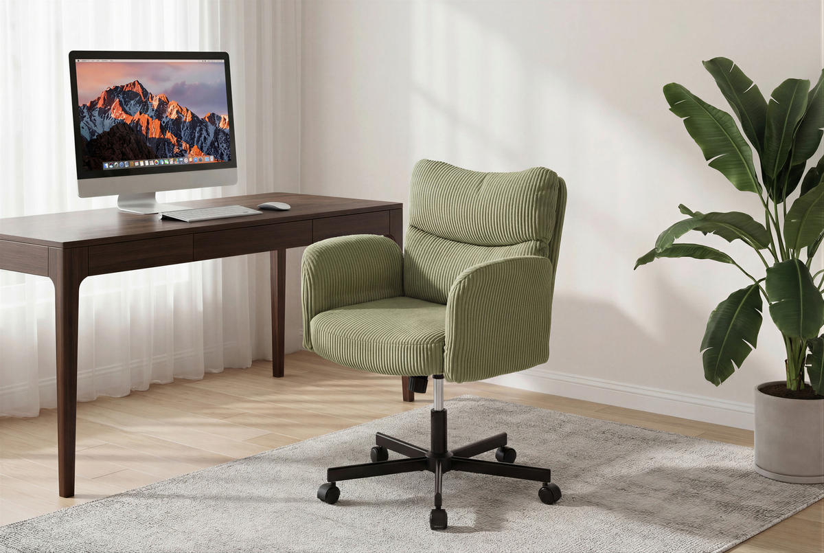 FORGÓSZÉK  kord zöld  - fekete/zöld, Modern, műanyag/textil (73/85-95/65cm) - Livetastic