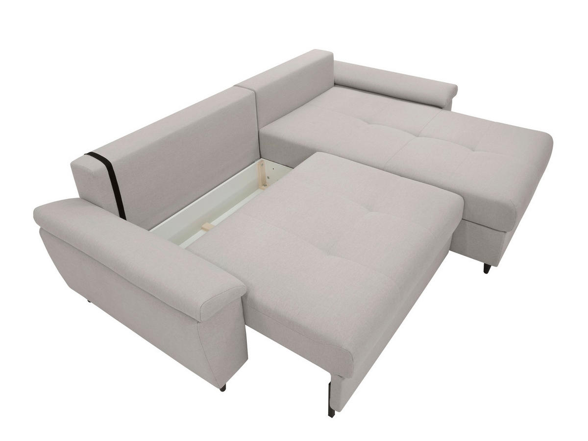 ECKSOFA GORDES in Hellgrau  - Hellgrau/Schwarz, Design, Holz/Textil (248/174cm) - MID.YOU