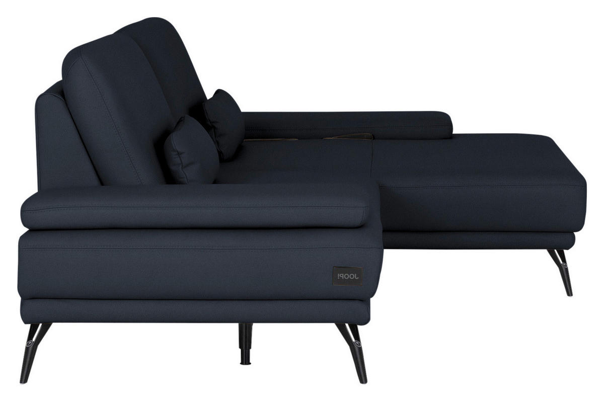 ECKSOFA Echtleder Dunkelblau  - Schwarz/Dunkelblau, Konventionell, Leder/Metall (301/180cm) - Joop!