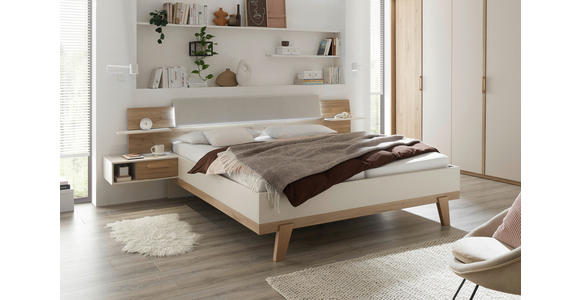 BETTANLAGE 180/200 cm  in Eichefarben, Kaschmir  - Kaschmir/Eichefarben, Design, Holzwerkstoff/Textil (180/200cm) - Xora