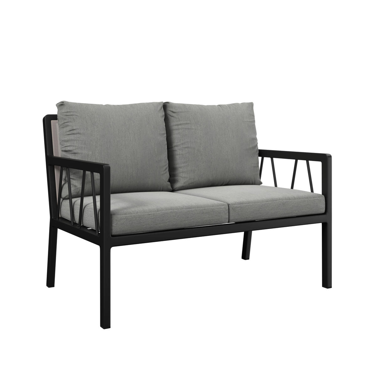 2-SITZER-BANK 120/84,5/81,5 cm  Aluminium  - Anthrazit/Grau, Design, Textil/Metall (120/84,5/81,5cm) - Amatio