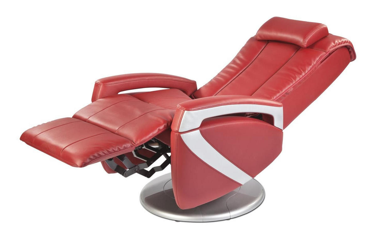 MASSAGESESSEL Kombination Echtleder/Lederlook Lederlook Rot    - Chromfarben/Rot, Design, Leder/Textil (102/70/77cm) - Cantus