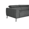 ECKSOFA in Webstoff Dunkelgrau  280/205 cm  - Dunkelgrau/Schwarz, Design, Textil/Metall (280/205cm) - Xora