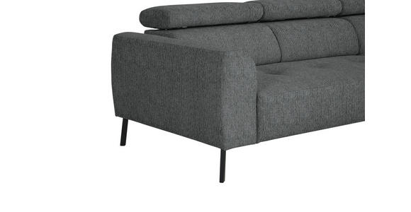 ECKSOFA in Webstoff Dunkelgrau 280/205 cm - Dunkelgrau/Schwarz, Design, Textil/Metall (280/205cm) - Xora
