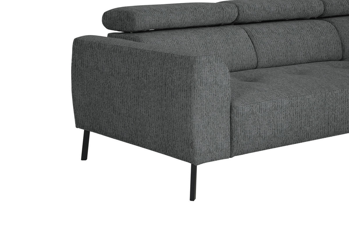 ECKSOFA in Webstoff Dunkelgrau  - Dunkelgrau/Schwarz, Design, Textil/Metall (280/205cm) - MID.YOU