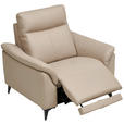 SESSEL in Echtleder Beige  - Beige/Schwarz, Design, Leder/Metall (107/105/98cm) - Emilio Belluti
