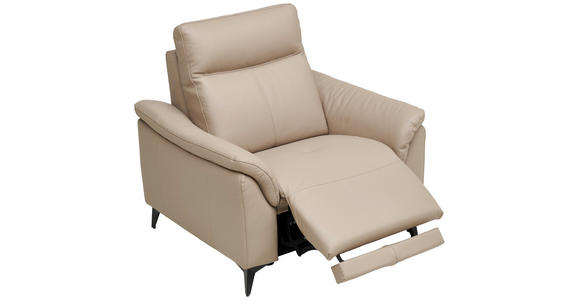 SESSEL in Echtleder Beige - Beige/Schwarz, Design, Leder/Metall (107/105/98cm) - Emilio Belluti