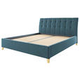 POLSTERBETT Lattenrost, Bettkasten Blau 140/200 cm  - Blau/Eichefarben, KONVENTIONELL, Holz/Textil (140/200cm) - Hom`in