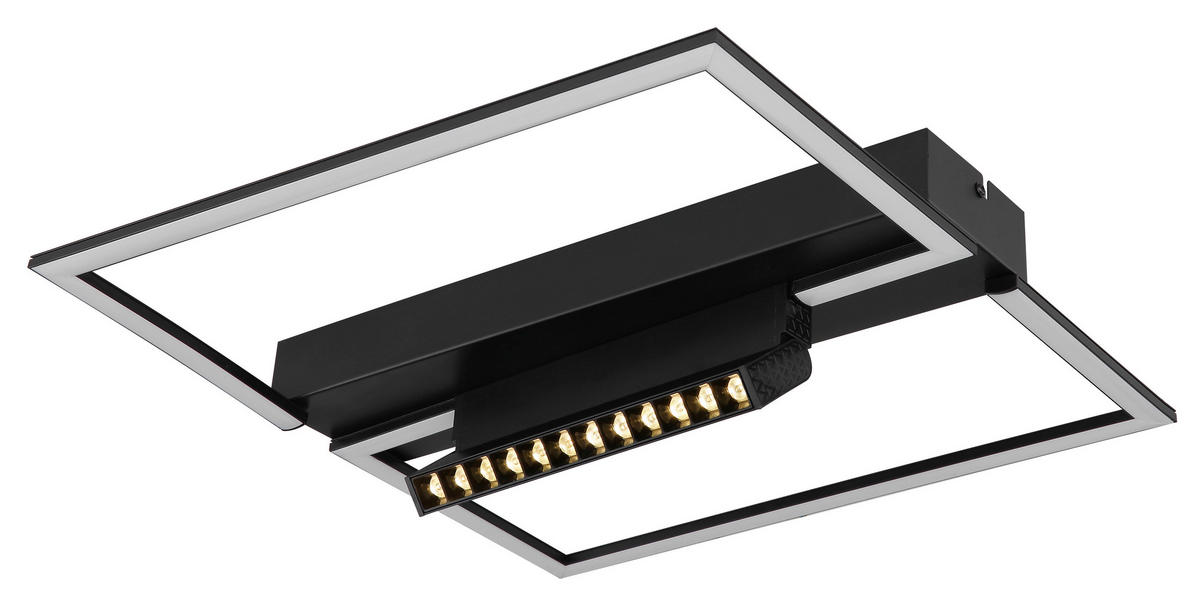 STROPNÍ LED SVÍTIDLO, 42/42/11 cm - černá/opál, Design, kov/plast (42/42/11cm) - Globo