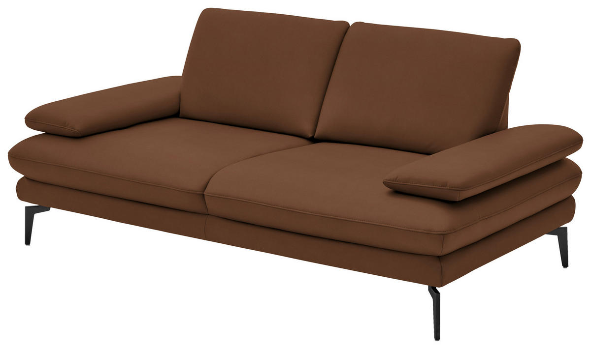 2,5-SITZER in Echtleder Hellbraun  - Hellbraun/Schwarz, Design, Leder/Metall (196/86/104cm) - Dieter Knoll
