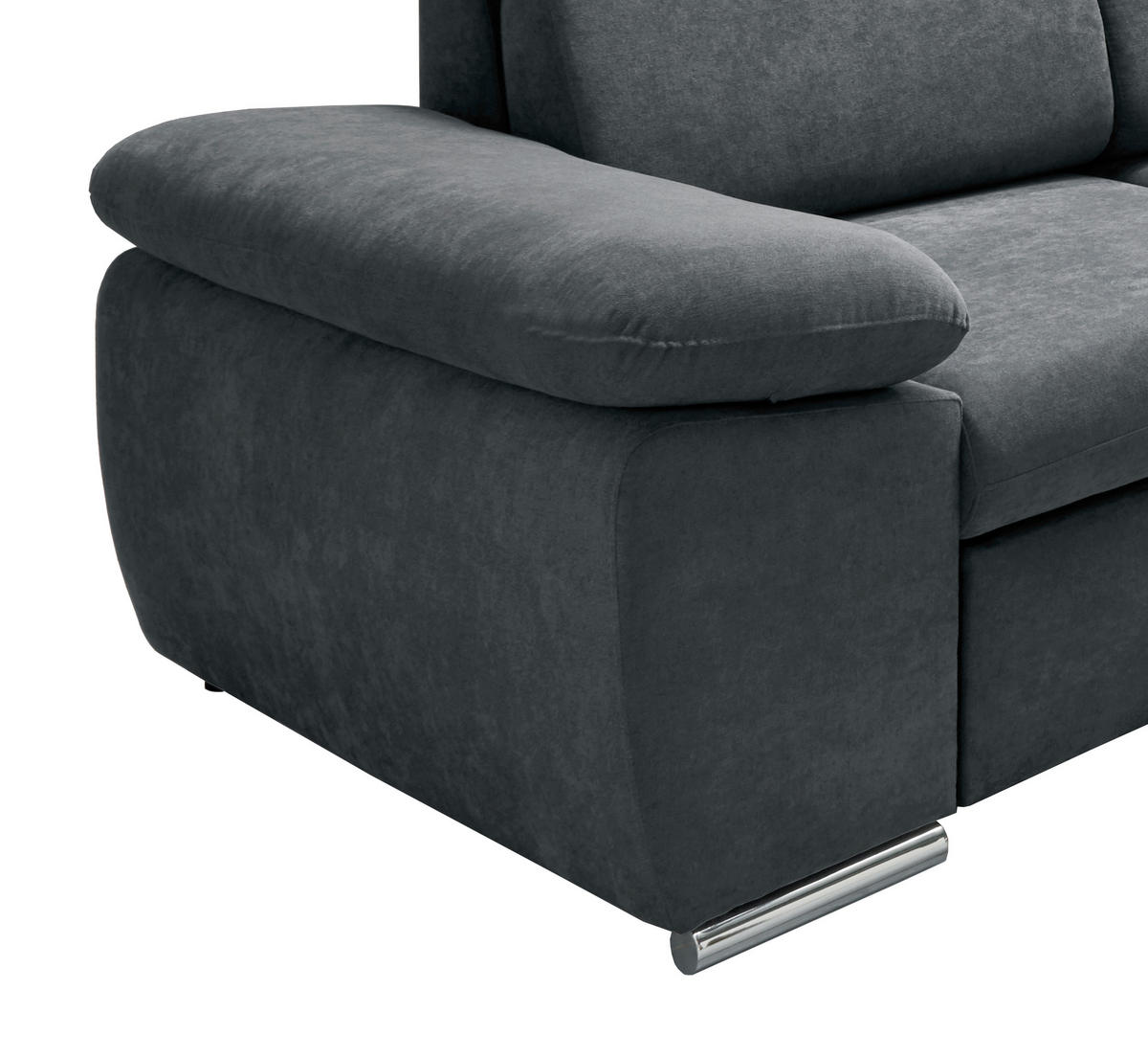 ECKSOFA Anthrazit Mikrofaser  - Chromfarben/Anthrazit, Design, Textil/Metall (283/228cm) - Livetastic