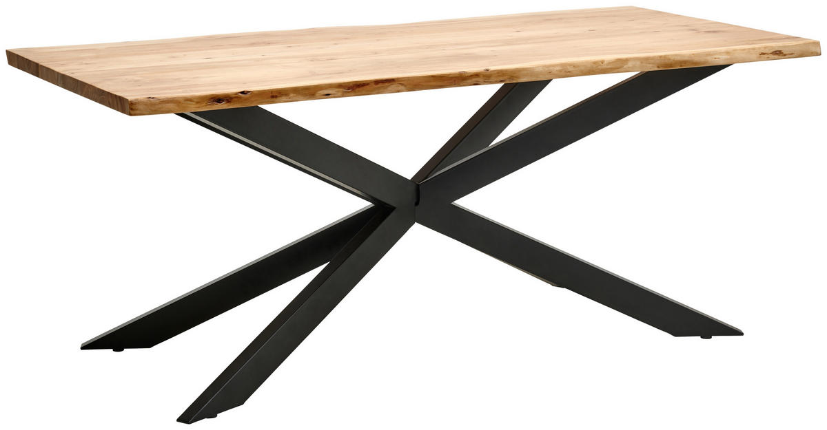 ESSTISCH in Holz, Metall   - Schwarz/Naturfarben, Natur, Holz/Metall (180/78/90cm) - Livetastic