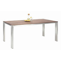 ESSTISCH in Holz, Metall 220/100/77 cm  - Edelstahlfarben/Nussbaumfarben, Design, Holz/Metall (220/100/77cm) - Bert Plantagie