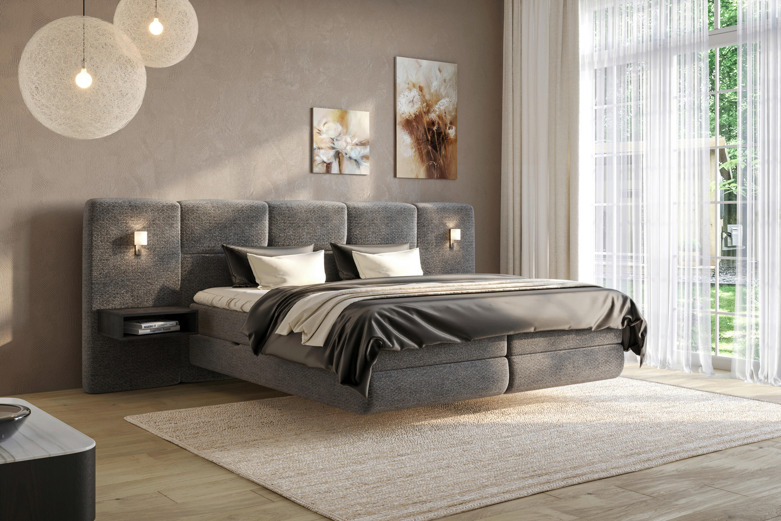 BOXSPRINGBETT 140/200 cm  in Anthrazit  - Anthrazit/Schwarz, Basics, Holz/Holzwerkstoff (140/200cm) - Esposa