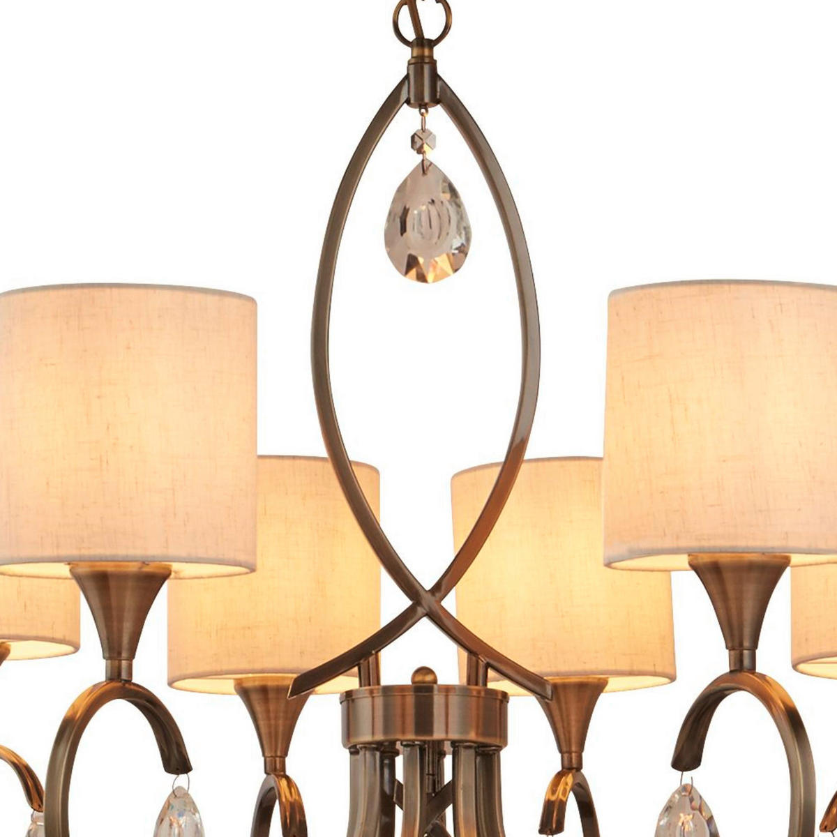 HÄNGLAMPA I KRISTALL Alberto 77/121 cm  - beige/mässingsfärgad, Klassisk, metall/glas (77/121cm)