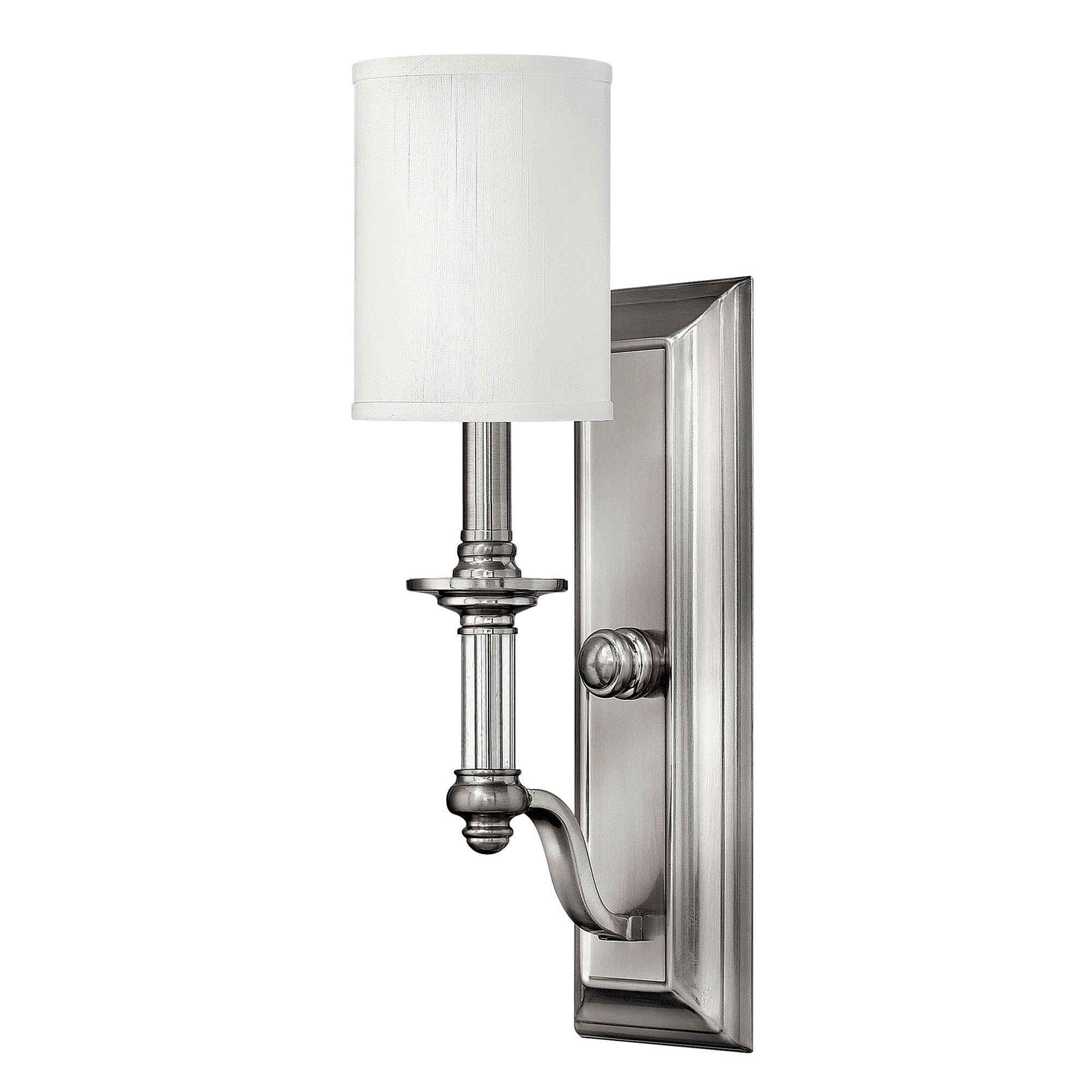 WANDLEUCHTE - Nickelfarben, Romantik / Landhaus, Glas/Textil (11,4/17,1/45,1cm) - Elstead Lighting