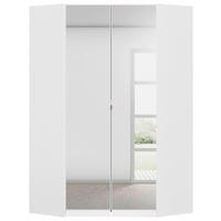ECKKLEIDERSCHRANK 117/210/117 cm Weiß  - Alufarben/Weiß, KONVENTIONELL, Glas/Holzwerkstoff (117/210/117cm) - home24