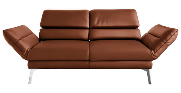 2-SITZER-SOFA Echtleder Braun  - Chromfarben/Braun, Design, Leder/Metall (198-246/83/96-187cm) - Dieter Knoll