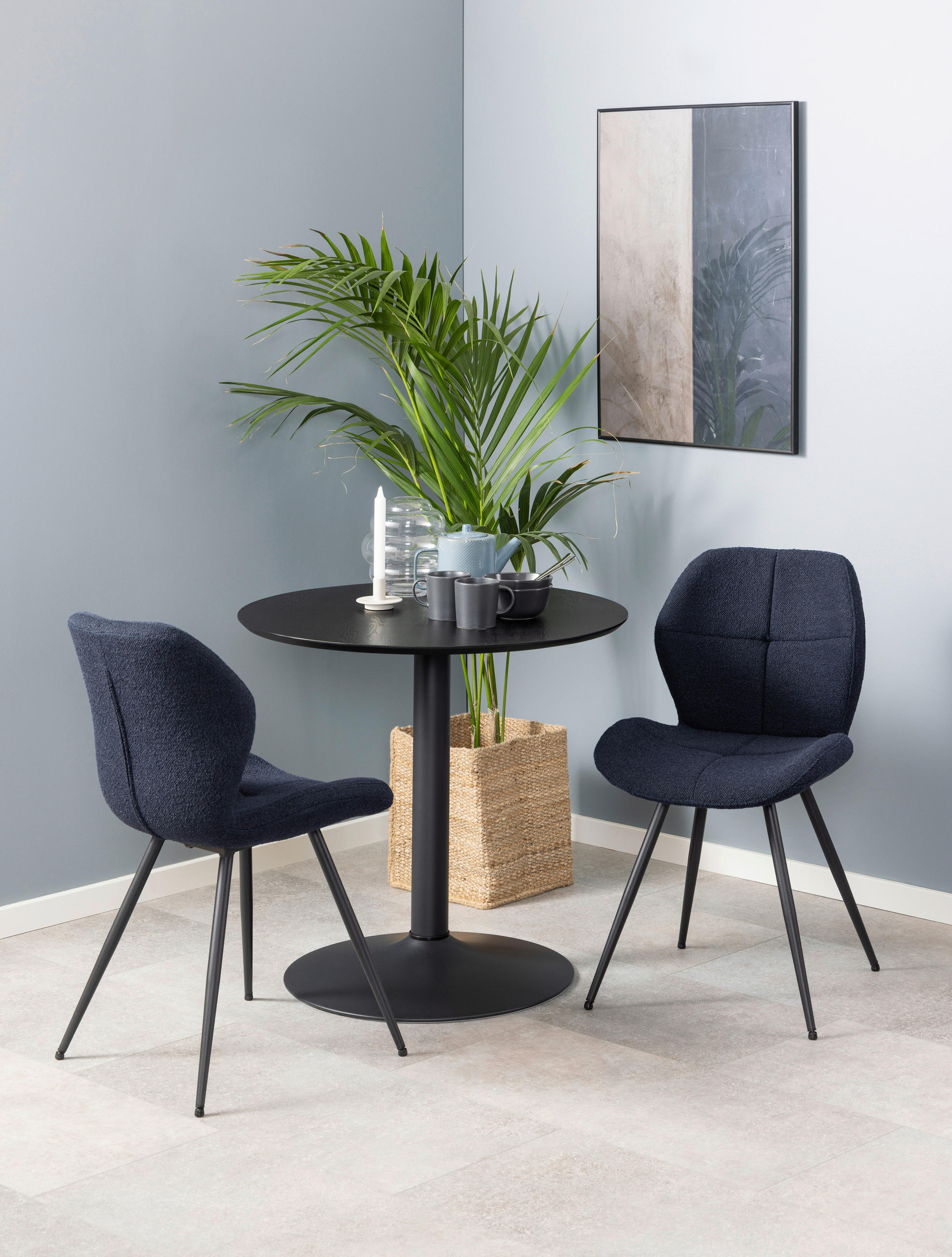 STUHL Webstoff Dunkelblau  - Schwarz/Dunkelblau, Design, Textil/Metall (48/82,5/55cm) - MID.YOU
