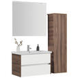 BADEZIMMER  in 90 cm  - Weiß Hochglanz/Nussbaumfarben, Basics, Glas/Keramik (90cm) - Voleo