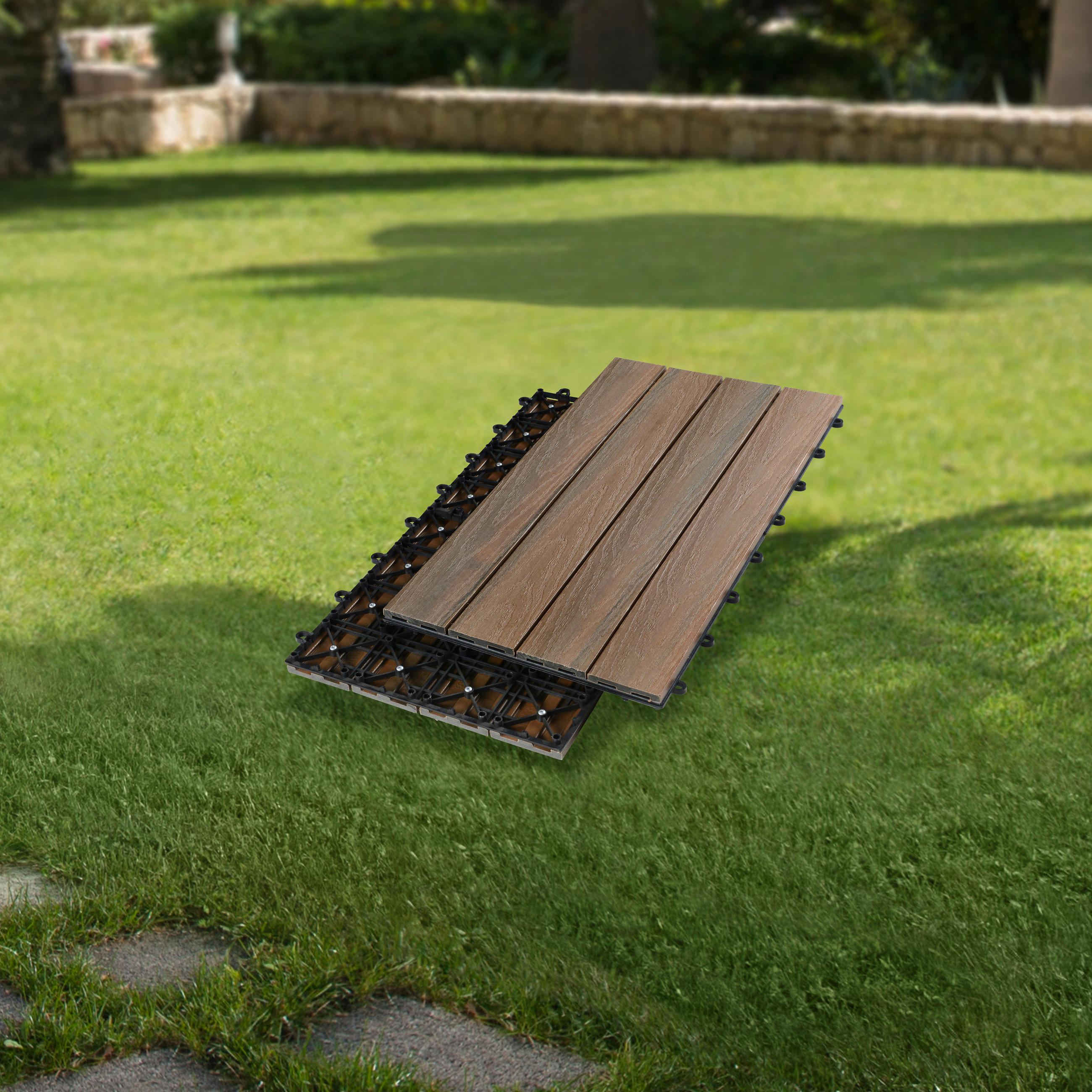 TERRASSENFLIESE - Eichefarben, Konventionell, Holzwerkstoff/Kunststoff (30/60/2,4cm) - Ambia Garden