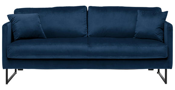 2,5-SITZER in Samt Dunkelblau - Schwarz/Dunkelblau, Design, Textil/Metall (180/78/84cm) - Carryhome