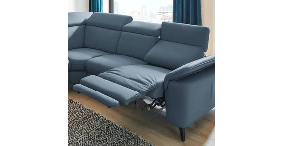 ECKSOFA in Echtleder Blau  - Blau/Schwarz, Design, Leder/Metall (239/289cm) - Cantus