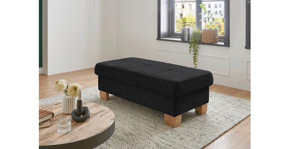 ECKSOFA in Flachgewebe Schwarz  - Wildeiche/Schwarz, Natur, Holz/Textil (301/243cm) - Voleo