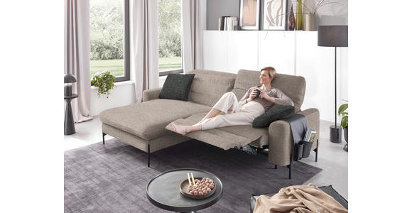 ECKSOFA in Flachgewebe Hellbraun  - Hellbraun/Schwarz, Design, Textil/Metall (191/252cm) - Dieter Knoll