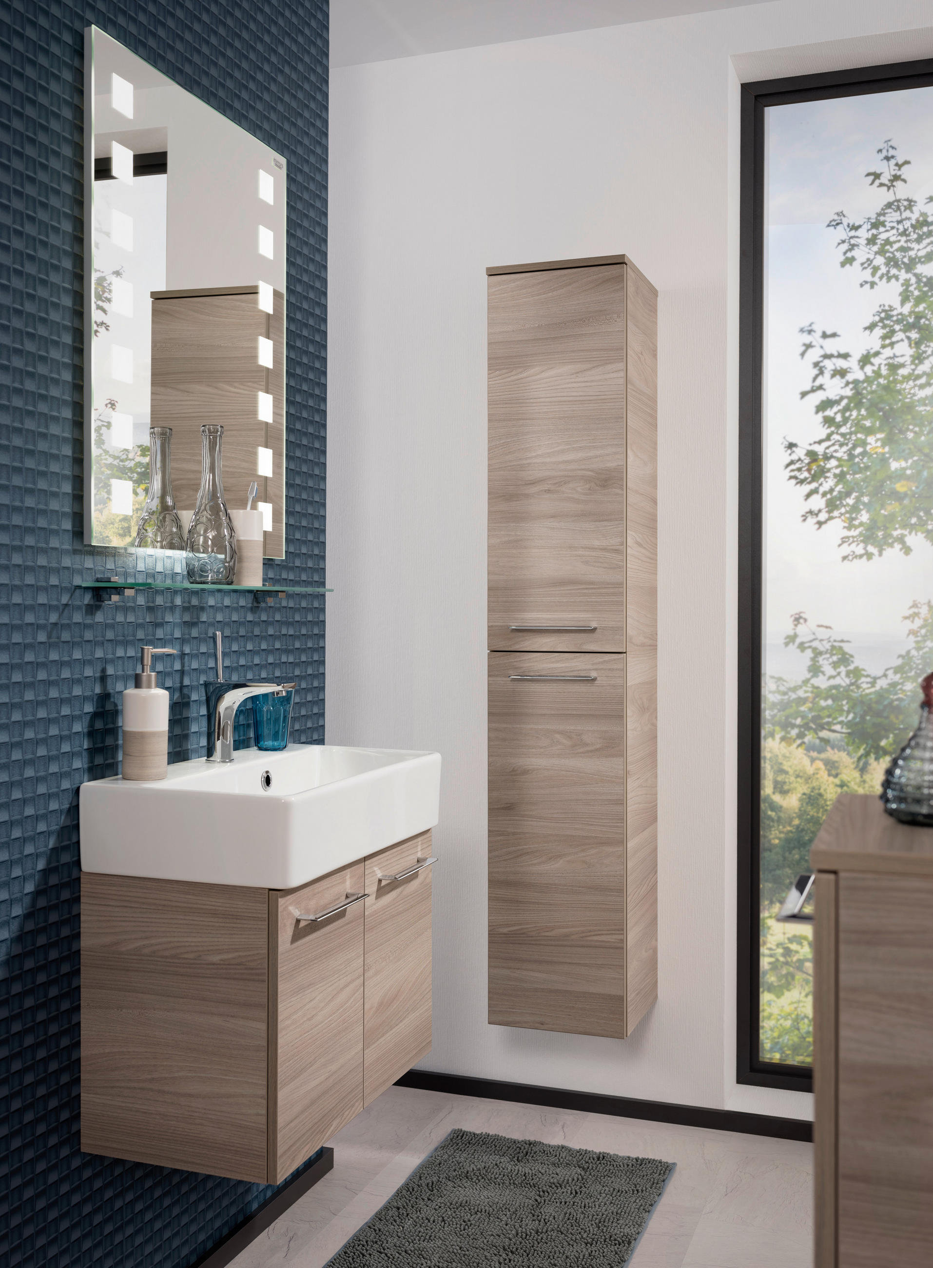 WASCHTISCHUNTERSCHRANK 59/42/33 cm  - Chromfarben/Eschefarben, MODERN, Holzwerkstoff/Metall (59/42/33cm) - MID.YOU