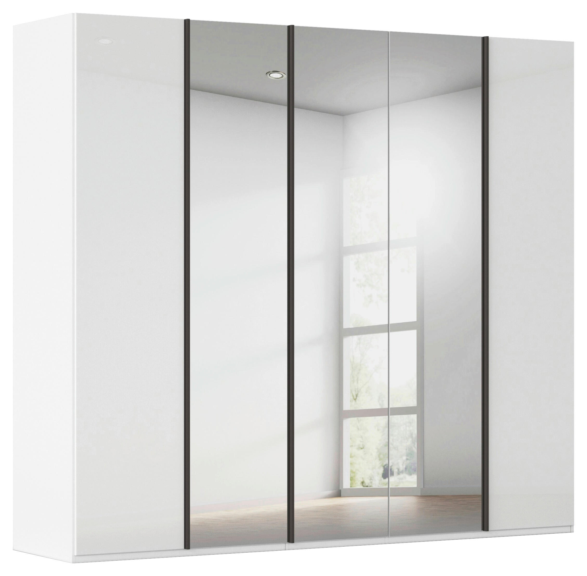 DREHTÜRENSCHRANK 251/223/61 cm,  in Weiß, 5  - Graphitfarben/Weiß, Basics, Glas/Holzwerkstoff (251/223/61cm) - Novel