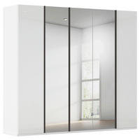 DREHTÜRENSCHRANK 251/223/61 cm,  in Weiß, 5-türig  - Graphitfarben/Weiß, Basics, Glas/Holzwerkstoff (251/223/61cm) - Novel