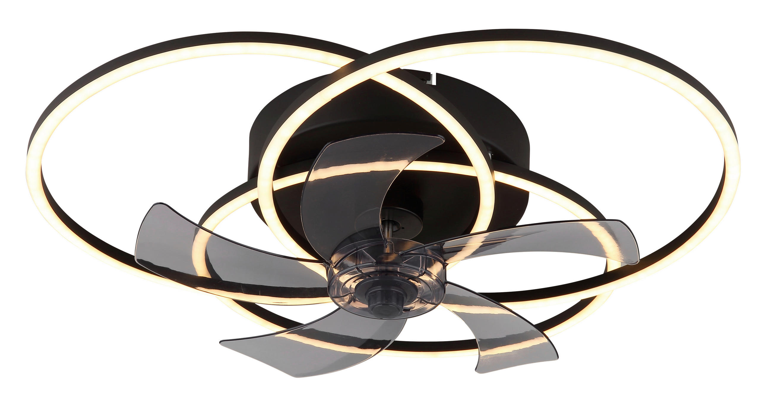 Deckenleuchte mit Ventilator ALIA 58/17,5 cm   - Hellgrau/Schwarz, Design, Kunststoff/Metall (58/17,5cm) - Globo