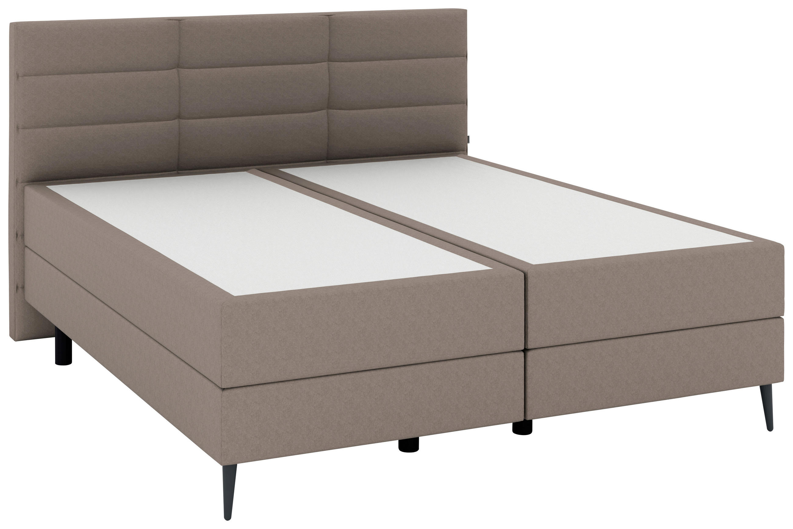 BOXSPRINGBETT 180/200 cm,  in Hellbraun, gepolstertes Kopfteil, Matratzen, H3 + H4 = fest + sehr fest  - Hellbraun/Anthrazit, KONVENTIONELL, Holzwerkstoff/Kunststoff (180/200cm) - Musterring