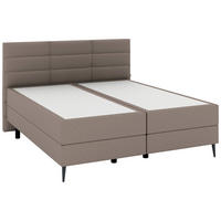 BOXSPRINGBETT 180/200 cm,  in Hellbraun, gepolstertes Kopfteil, Matratzen, H2 + H2 = mittel  - Hellbraun/Anthrazit, KONVENTIONELL, Holzwerkstoff/Kunststoff (180/200cm) - Musterring